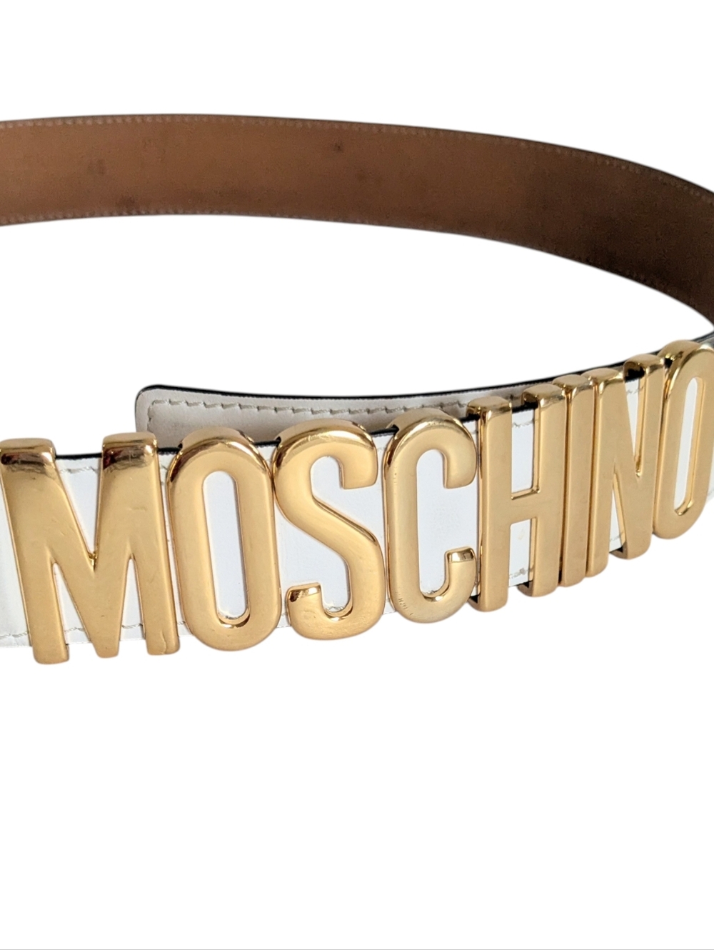 Moschino White Leather Logo Belt - Picture 2 of 11